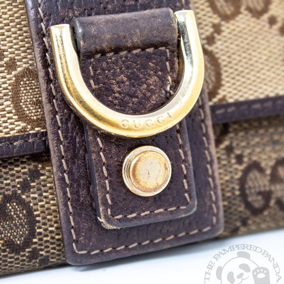GUCCI GG Monogram Canvas Italian Leather Key Case Holder Brown Snap Closure - Picture 2 of 6